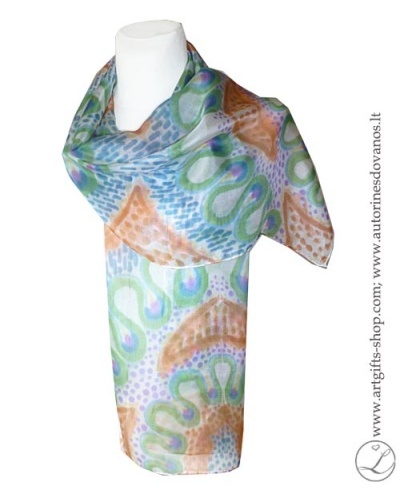 hand-painted-silk-scarf-lithuania-wearableart-handmade-orange-brownblue-green-4