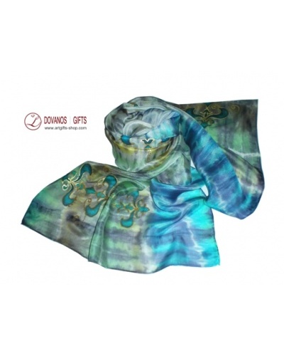 shibori-hand-painted-silk-chiffon-scarf-peach-multibluegreen-ornament-3web
